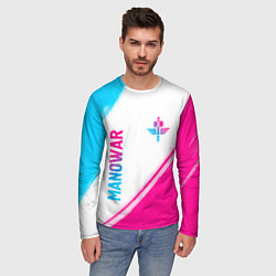 Лонгслив мужской Manowar neon gradient style вертикально, цвет: 3D-принт — фото 2