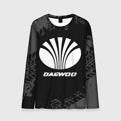 Лонгслив мужской Daewoo speed на темном фоне со следами шин, цвет: 3D-принт