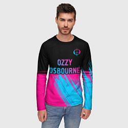 Лонгслив мужской Ozzy Osbourne - neon gradient посередине, цвет: 3D-принт — фото 2