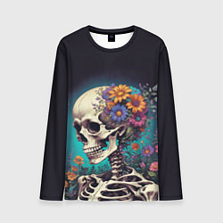 Лонгслив мужской Скелет с яркими цветами, цвет: 3D-принт