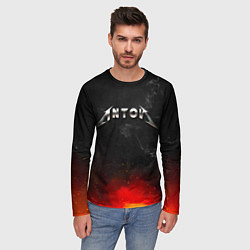 Лонгслив мужской Антон в стиле металлика - огонь и искры, цвет: 3D-принт — фото 2