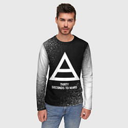 Лонгслив мужской Thirty Seconds to Mars glitch на темном фоне, цвет: 3D-принт — фото 2