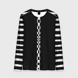 Мужской лонгслив Иллюзия заполненного пространства черный клетка и