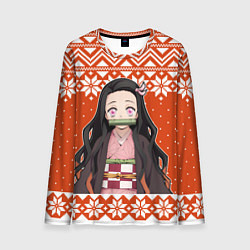 Лонгслив мужской Незуко комадо свитер новогодний, цвет: 3D-принт