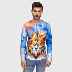 Лонгслив мужской Серьезный оранжевый робот акварель, цвет: 3D-принт — фото 2