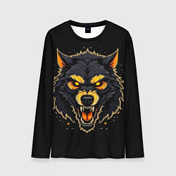 Лонгслив мужской Волк чёрный хищник, цвет: 3D-принт