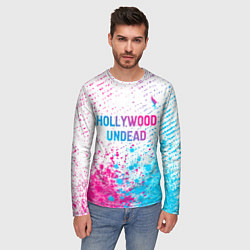 Лонгслив мужской Hollywood Undead neon gradient style посередине, цвет: 3D-принт — фото 2