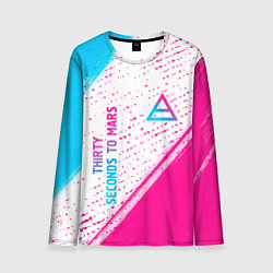 Лонгслив мужской Thirty Seconds to Mars neon gradient style вертика, цвет: 3D-принт