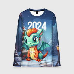 Лонгслив мужской Милый новогодний дракон 2024, цвет: 3D-принт