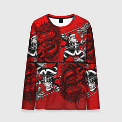 Лонгслив мужской Дед Мороз с копьем и драконом, цвет: 3D-принт