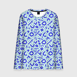 Лонгслив мужской Синие каракули, цвет: 3D-принт
