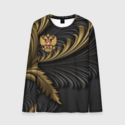 Лонгслив мужской Герб России черный и золотой фон, цвет: 3D-принт
