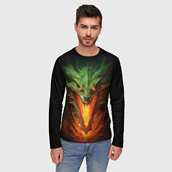 Лонгслив мужской Зеленый огнедышащий дракон, цвет: 3D-принт — фото 2