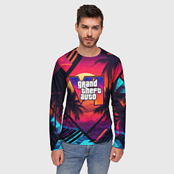 Лонгслив мужской GTA 6 аbstract logo, цвет: 3D-принт — фото 2