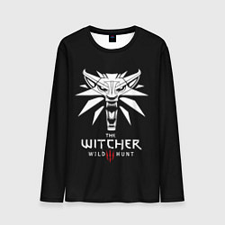 Мужской лонгслив The Witcher белое лого гейм
