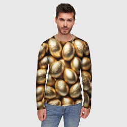Лонгслив мужской Золотые Пасхальные яйца, цвет: 3D-принт — фото 2