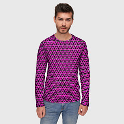 Лонгслив мужской Розовые и чёрные треугольники, цвет: 3D-принт — фото 2