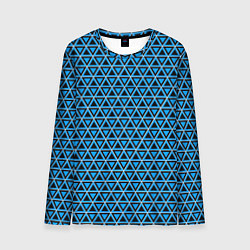 Лонгслив мужской Синие и чёрные треугольники, цвет: 3D-принт