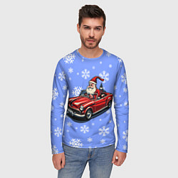 Лонгслив мужской Дед Мороз едет на машине, цвет: 3D-принт — фото 2