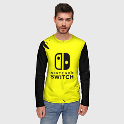 Лонгслив мужской Nintendo switch краски на жёлтом, цвет: 3D-принт — фото 2