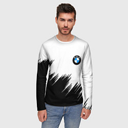 Лонгслив мужской BMW чёрные штрихи текстура, цвет: 3D-принт — фото 2