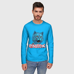 Лонгслив мужской Roblox синий кот, цвет: 3D-принт — фото 2
