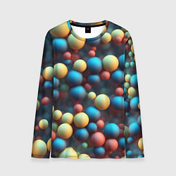 Лонгслив мужской Разноцветные шарики молекул, цвет: 3D-принт