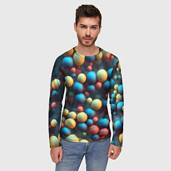 Лонгслив мужской Разноцветные шарики молекул, цвет: 3D-принт — фото 2