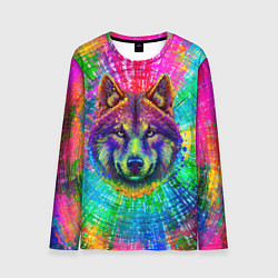 Лонгслив мужской Цветной волк, цвет: 3D-принт