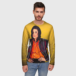 Лонгслив мужской Michael Jackson на золотом фоне с графикой, цвет: 3D-принт — фото 2