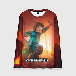 Лонгслив мужской Персонаж Minecraft пробирается сквозь огонь, цвет: 3D-принт