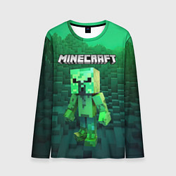 Лонгслив мужской Minecraft персонаж зеленый монстр, цвет: 3D-принт