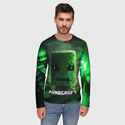 Лонгслив мужской Minecraft зеленая голова, цвет: 3D-принт — фото 2