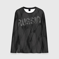 Лонгслив мужской Russia темно серая надпись, цвет: 3D-принт