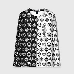 Лонгслив мужской Genshin Impact - black and white, цвет: 3D-принт