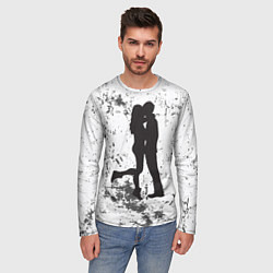 Лонгслив мужской Силуэт парня с девушкой в обнимку, цвет: 3D-принт — фото 2