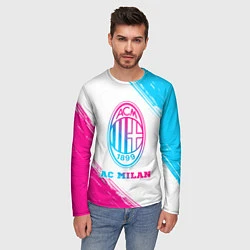 Лонгслив мужской AC Milan neon gradient style, цвет: 3D-принт — фото 2
