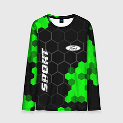 Лонгслив мужской Ford green sport hexagon, цвет: 3D-принт