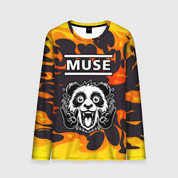 Лонгслив мужской Muse рок панда и огонь, цвет: 3D-принт