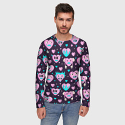 Лонгслив мужской Паттерн с арт сердцами, цвет: 3D-принт — фото 2