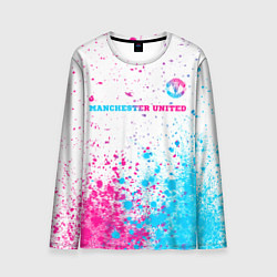 Лонгслив мужской Manchester United neon gradient style посередине, цвет: 3D-принт