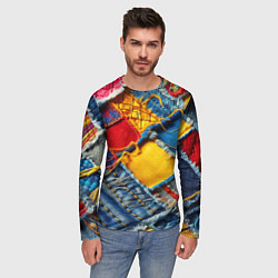 Лонгслив мужской Colorful denim patchwork - ai art, цвет: 3D-принт — фото 2