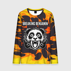 Лонгслив мужской Breaking Benjamin рок панда и огонь, цвет: 3D-принт