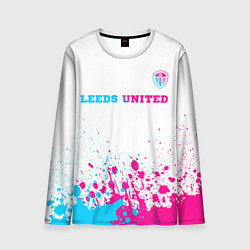 Лонгслив мужской Leeds United neon gradient style посередине, цвет: 3D-принт