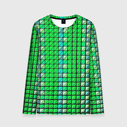 Лонгслив мужской Зелёные плитки и чёрная обводка, цвет: 3D-принт