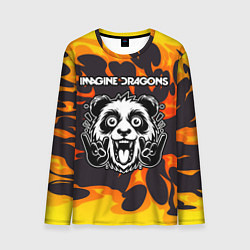 Лонгслив мужской Imagine Dragons рок панда и огонь, цвет: 3D-принт
