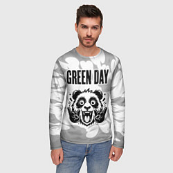 Лонгслив мужской Green Day рок панда на светлом фоне, цвет: 3D-принт — фото 2