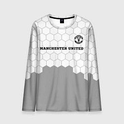 Лонгслив мужской Manchester United sport на светлом фоне посередине, цвет: 3D-принт