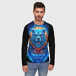 Лонгслив мужской Ледяной белый русский медведь, цвет: 3D-принт — фото 2