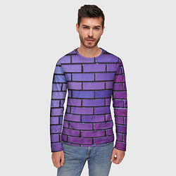 Лонгслив мужской Кирпичная стена фиолетовый паттерн, цвет: 3D-принт — фото 2